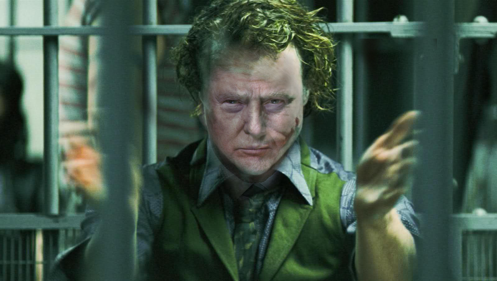 The Joker's from batman's head with Donald Trump's face photoshopped on.