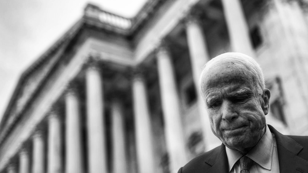 John Mccain in black and white