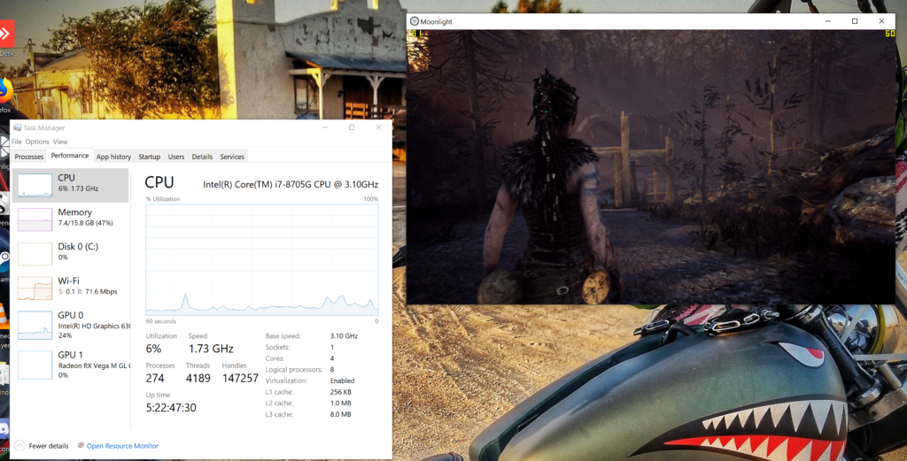 Only using 6% CPU and 24% of my GPU to play Hellblade