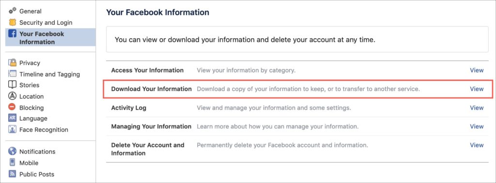 Facebook Account Settings